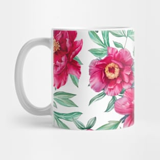 Peonies on white pattern Mug